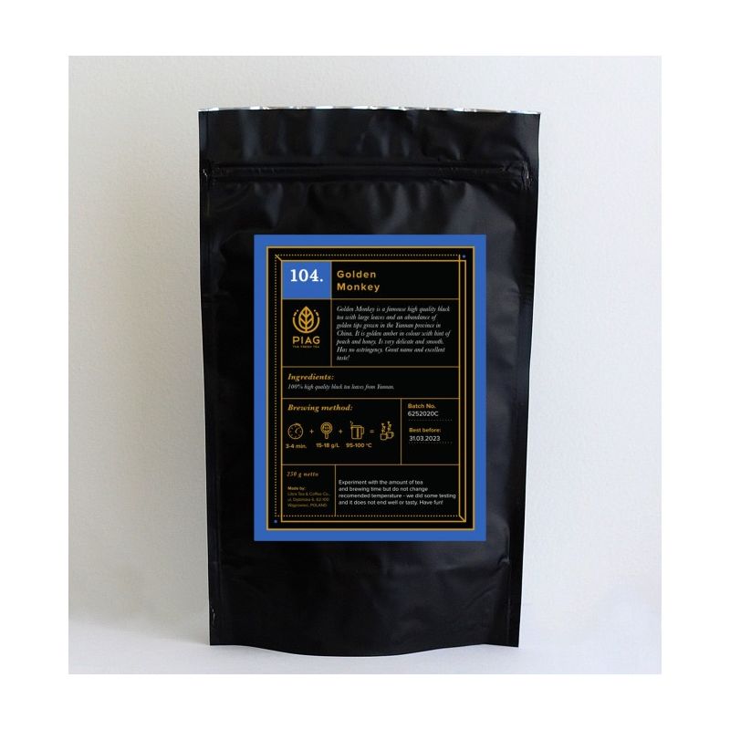  - 104. Golden Monkey (250 g torba) - czarna herbata o złotych tipsach - Piag The Fresh Tea Art&Craft - Piag Tea