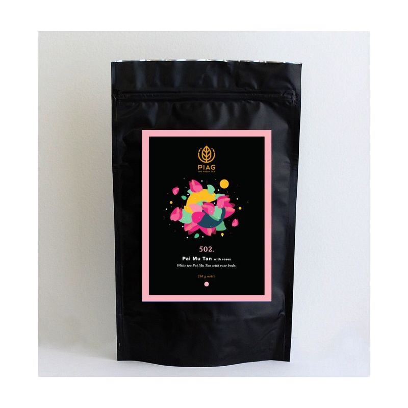  - 502.Pai Mu Tan With Roses ( 100 g torba) - biała delikatna herbata z pąkami róż - Piag The Fresh Tea Art&Craft - Herbaty PIAG