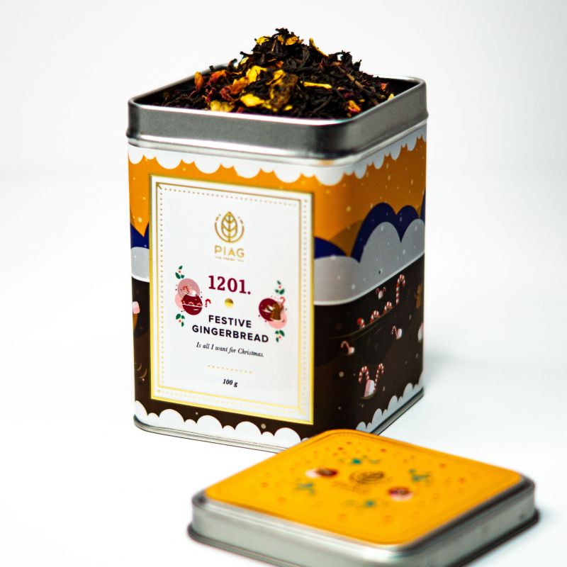  - 1201. Festive Gingerbread (100 g puszka) - czarna herbata z korzeniami i pomarańczą - Piag The Fresh Tea - Piag Tea
