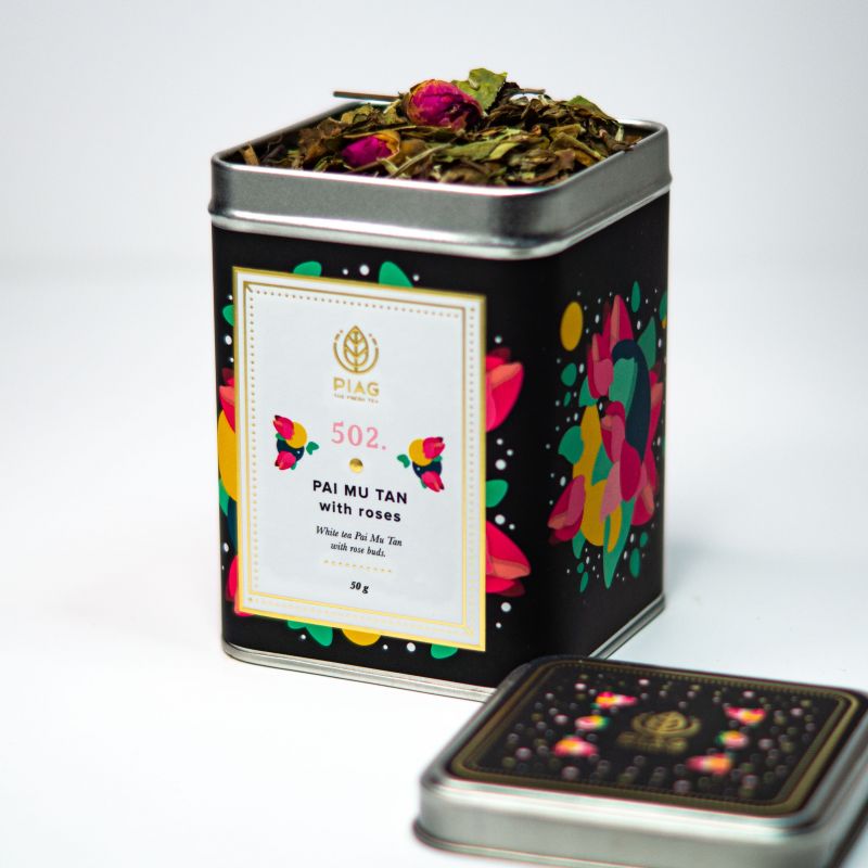 502.Pai Mu Tan&Roses(50g) - white tea with rose buds - PIAG The Fresh Tea Art&Craft - 2