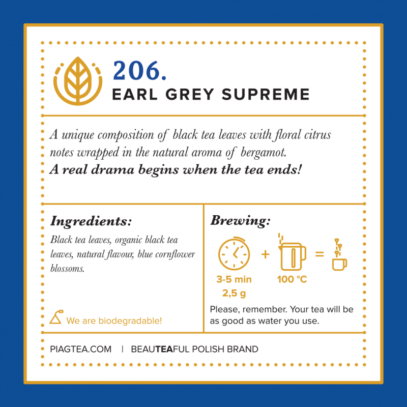 206.Earl Grey Supreme 50ct - Black tea with natural aroma of bergamot PIAG The Fresh Tea - 6