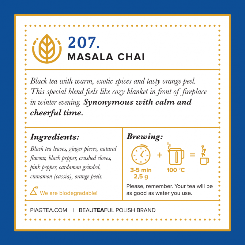 207.Masala Chai 50ct - Black tea with spices and orange peel PIAG The Fresh Tea - 6