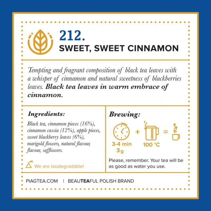  - 212. Sweet Sweet Cinnamon 50 biodegradowalnych saszetek - Piag The Fresh Tea - Strona główna
