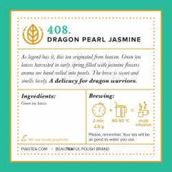 408.Dragon Pearl Jasmin 50ct - Green Jasmine Pearls PIAG The Fresh Tea - 5