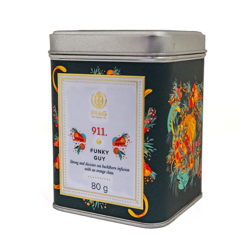 911.Funky Guy (100 g tin ) - an infusion of rocket plant in the vapor of an insane scent of orange - Piag The Fresh Tea - 2